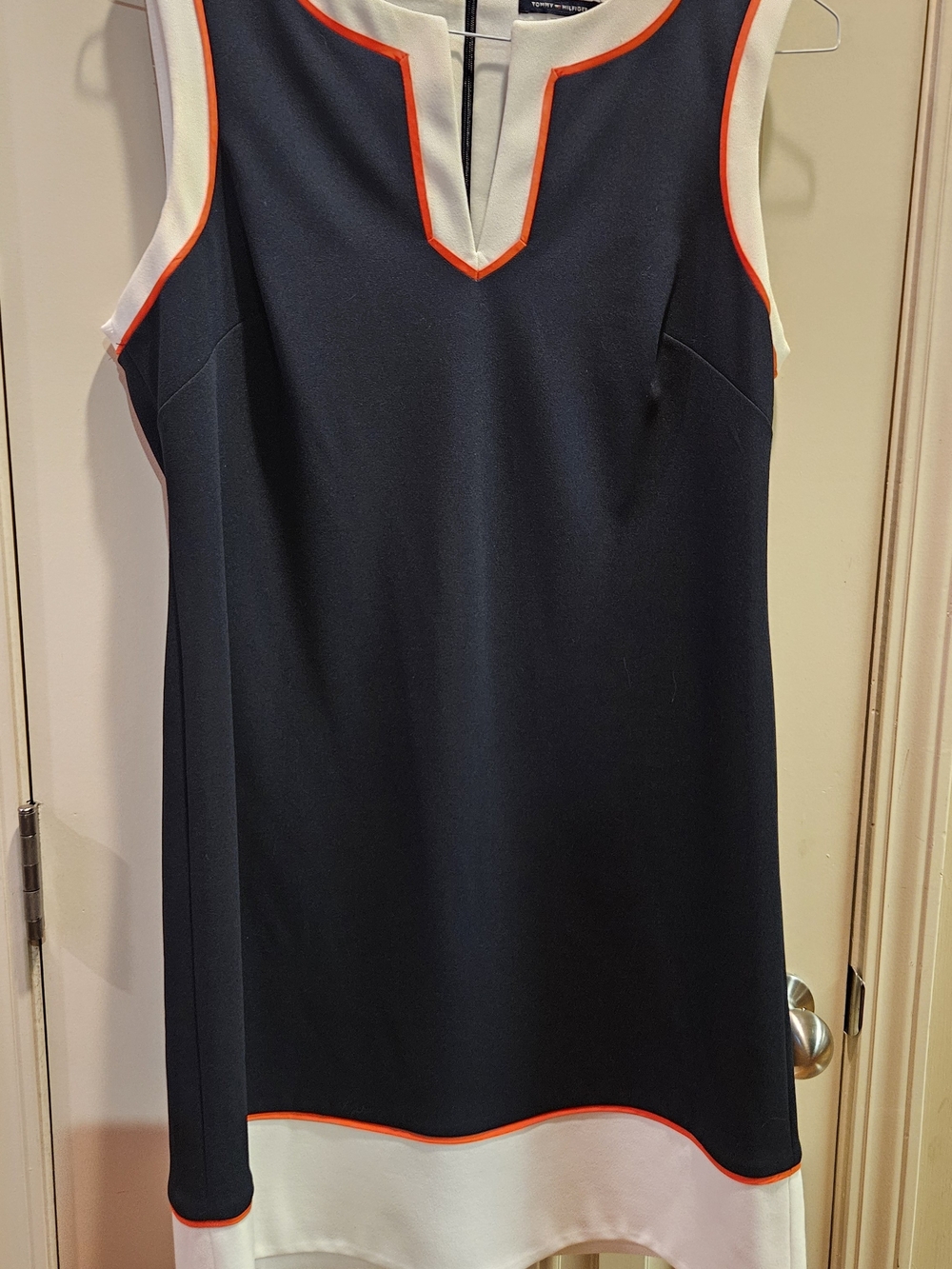 Tommy Hilfiger Navy, White and Orange Detail Dress